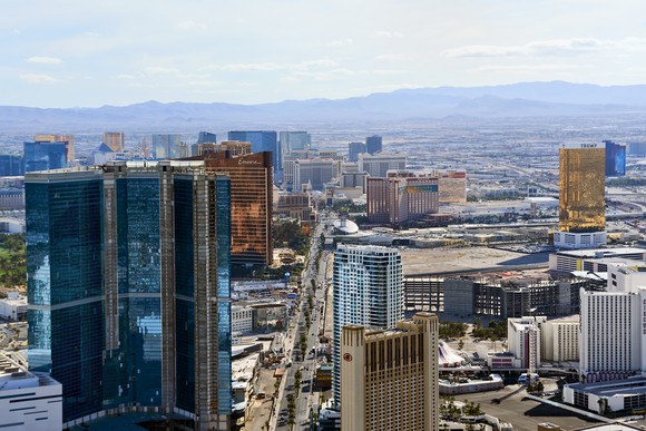 View of the Las Vegas Strip from the north. 