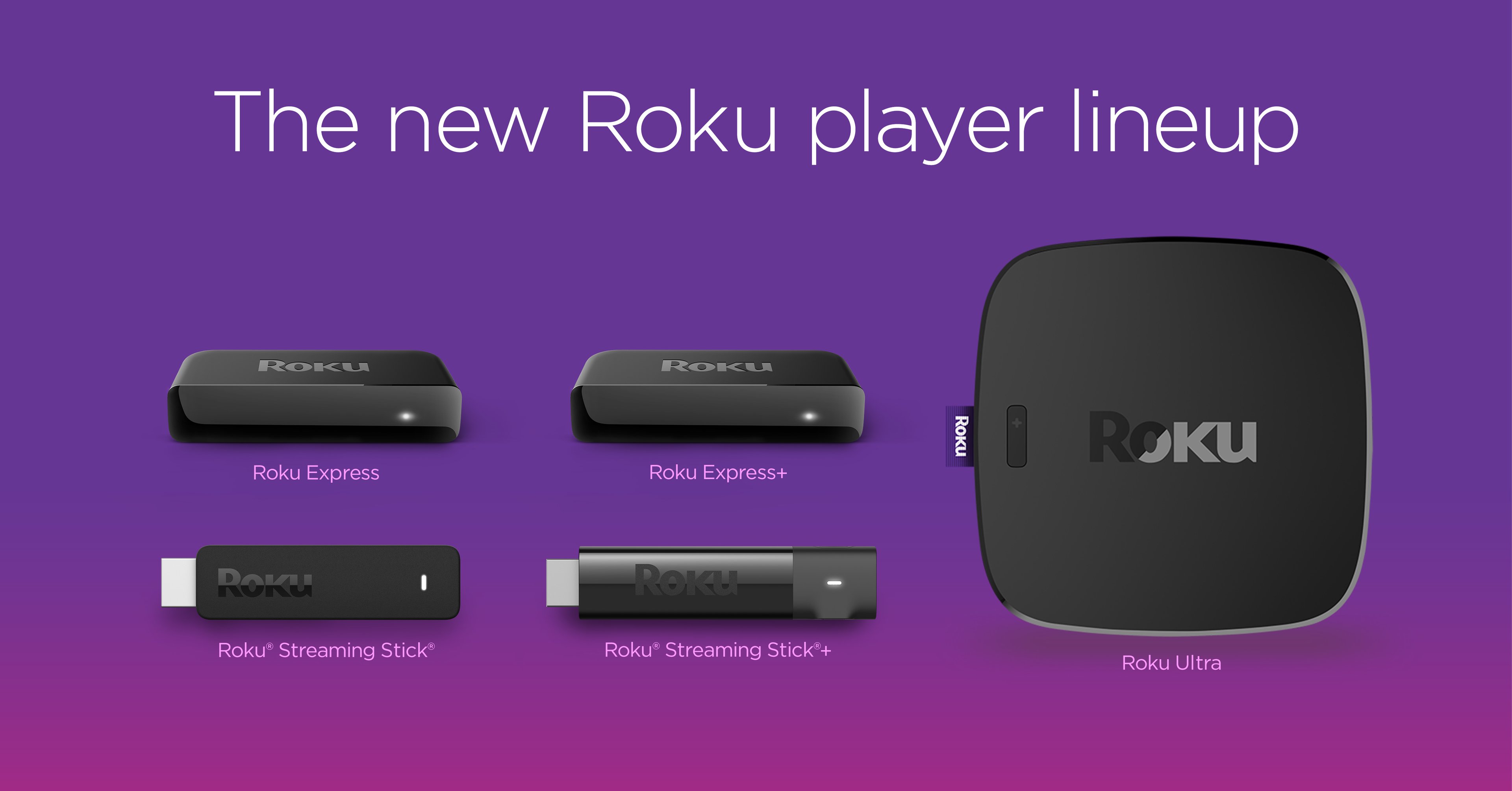 Five different Roku media players.