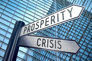 Crisis and prosperity street signs
