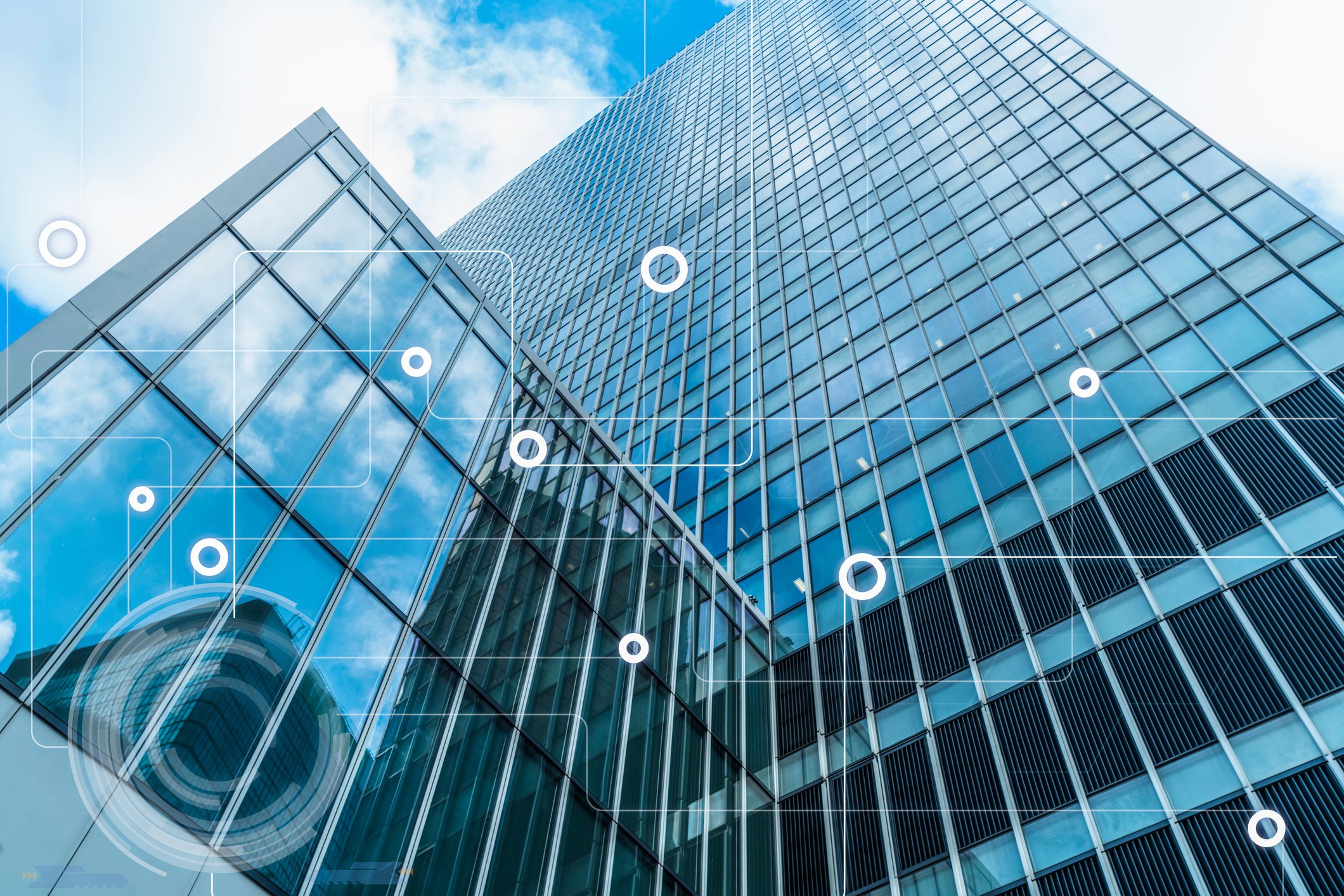 A visual depiction of network connections in a high-rise building.