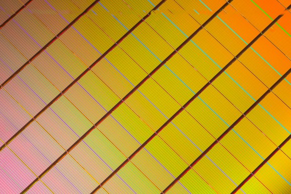 A wafer of 3D XPoint memory.
