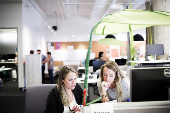Zendesk employees working at Zendesk offices