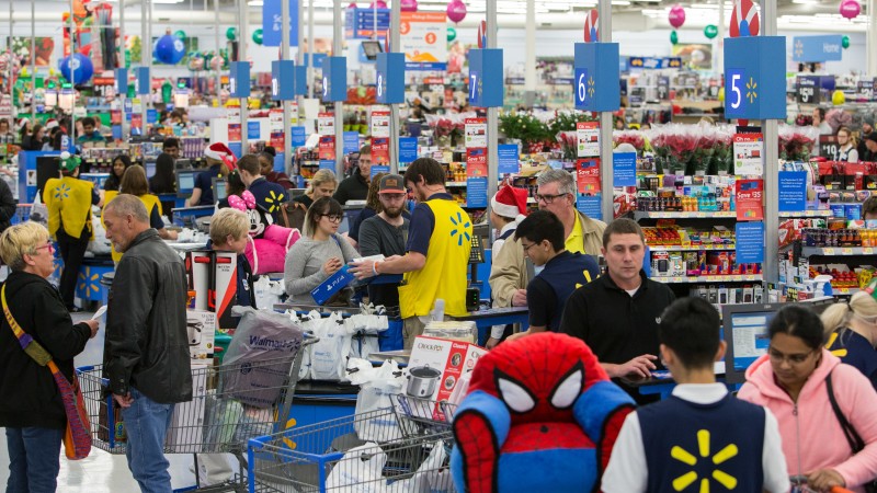 A crowded Wal-Mart store