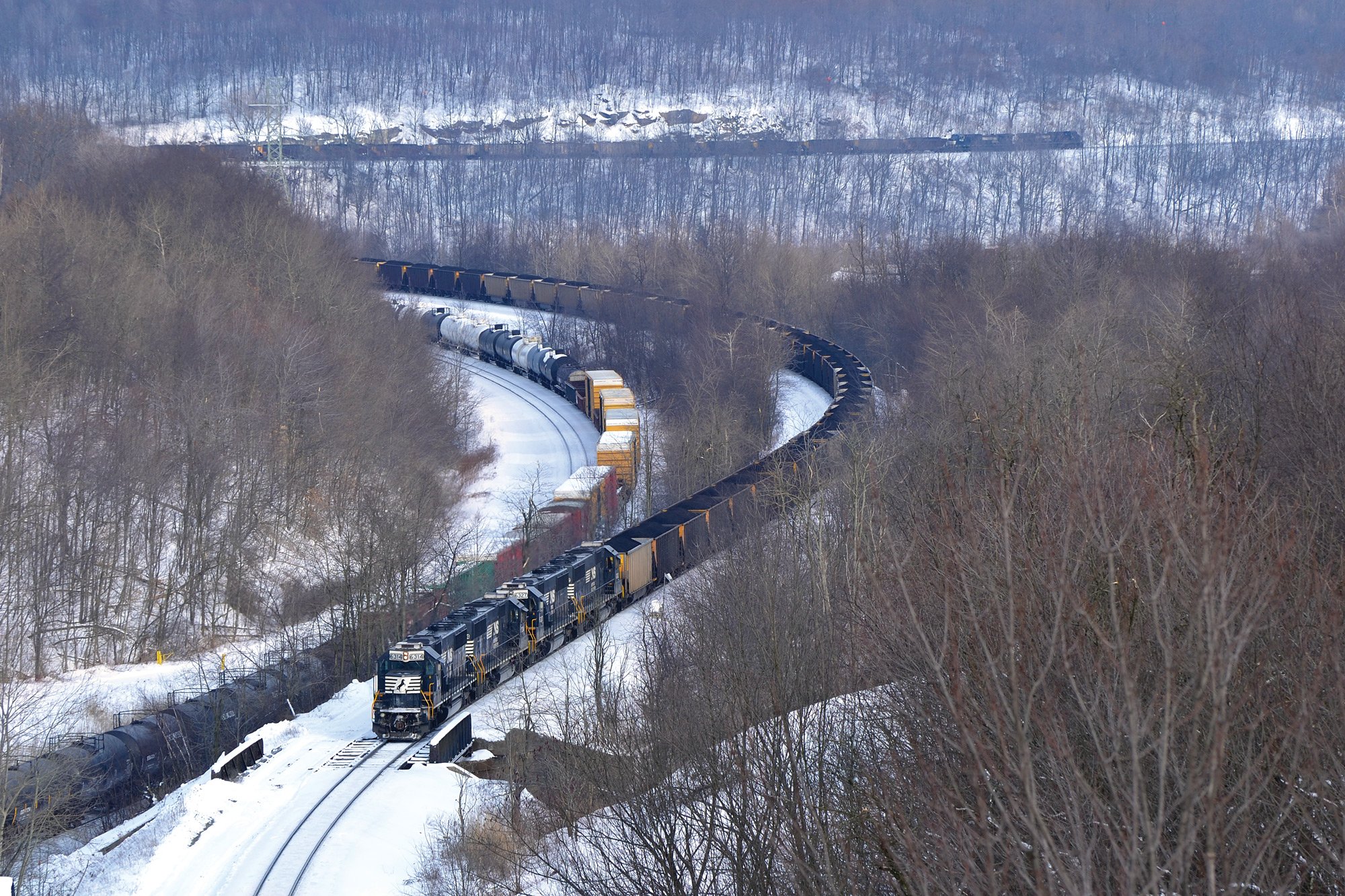 Trains in the snow