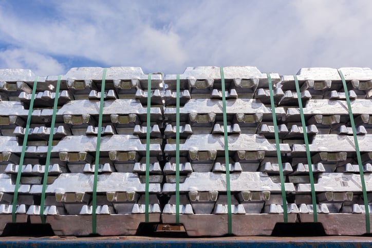 Pallets of aluminum castings.