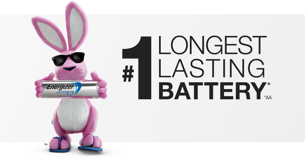 The Energizer bunny holding a battery.
