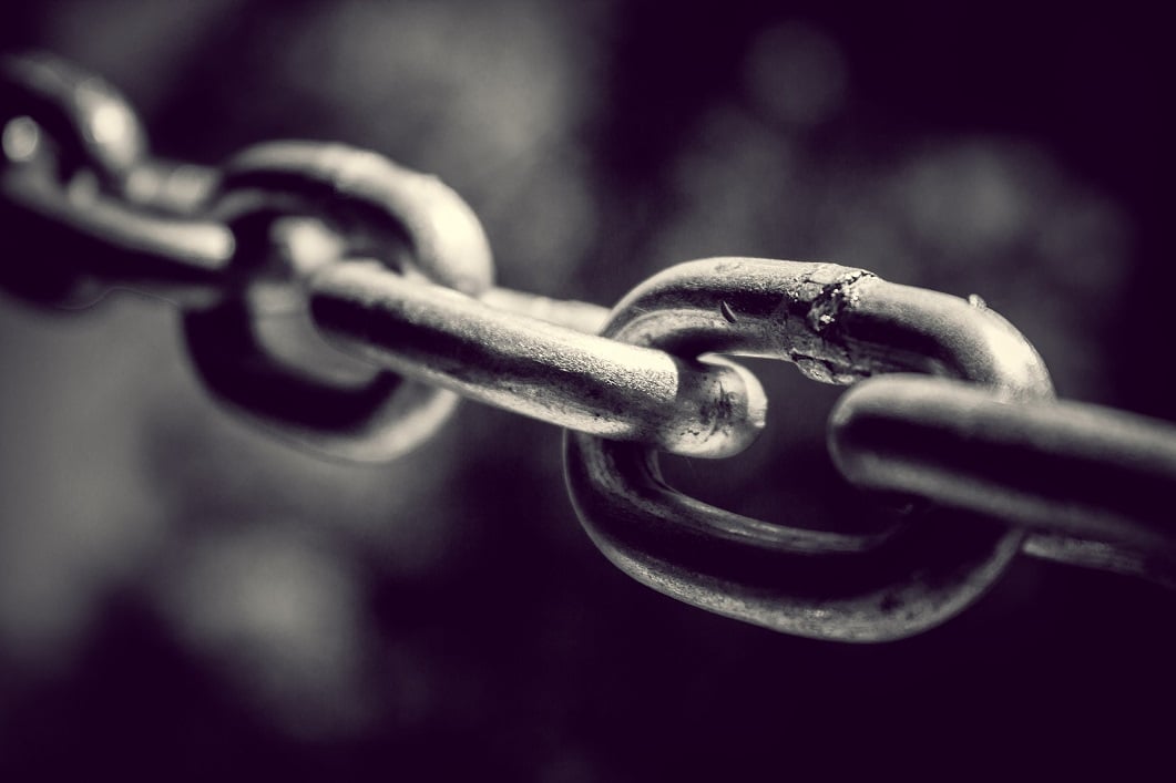 Metal chain in black and white