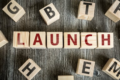 Launch spelled out by cubes