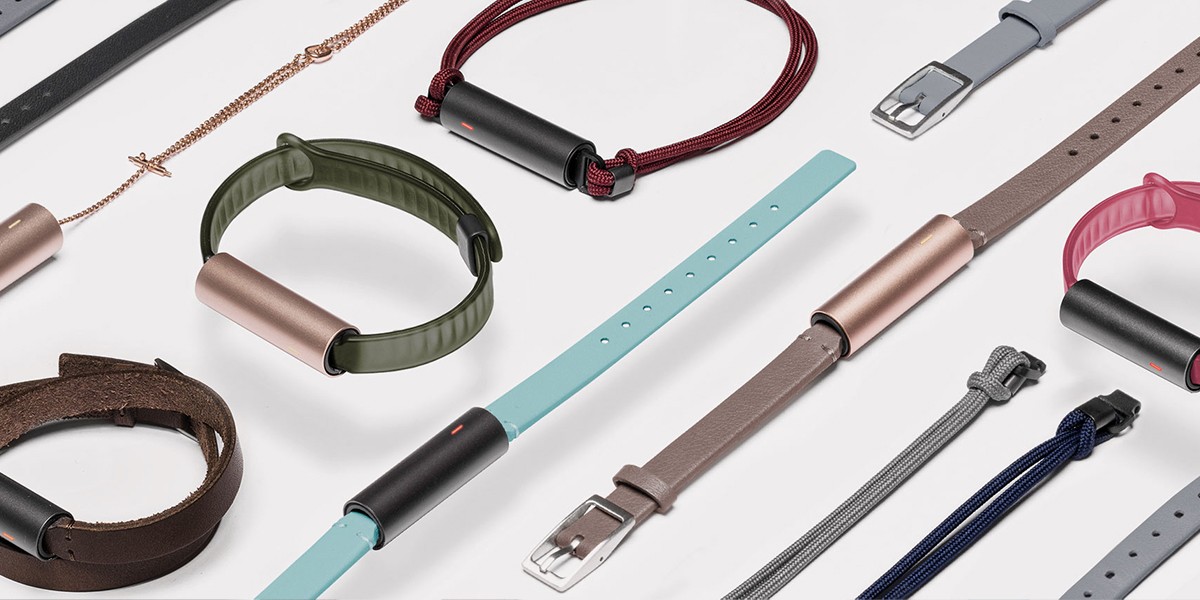 Several watchbands are shown on a display table