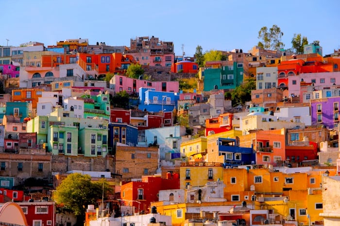 Houses on a hill in Mexico