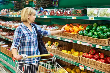 Grocery store produce aisle