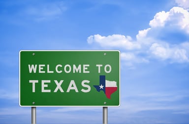 Welcome to Texas road sign