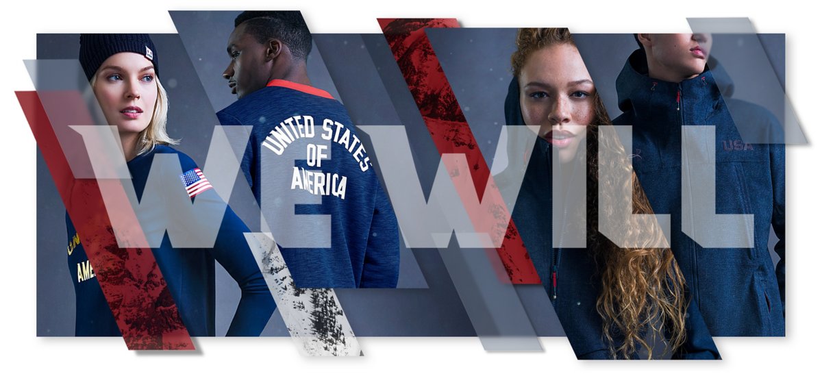 Under Armour USA winter clothes, with the words We Will superimposed over the top
