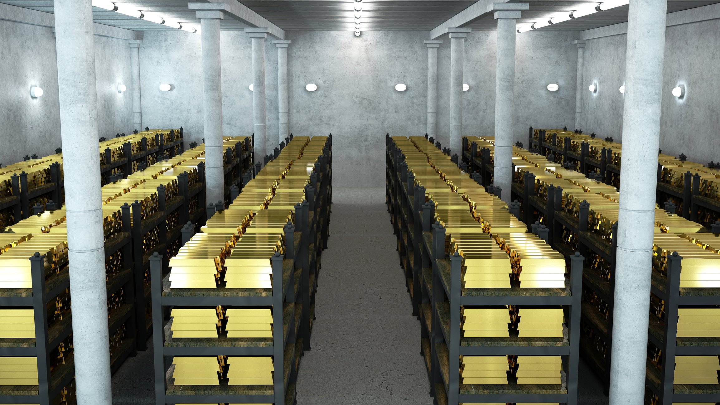 Bank vault with gold bars