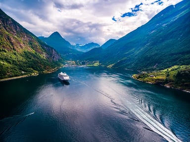Cruise Ship in Norwegian Fjord