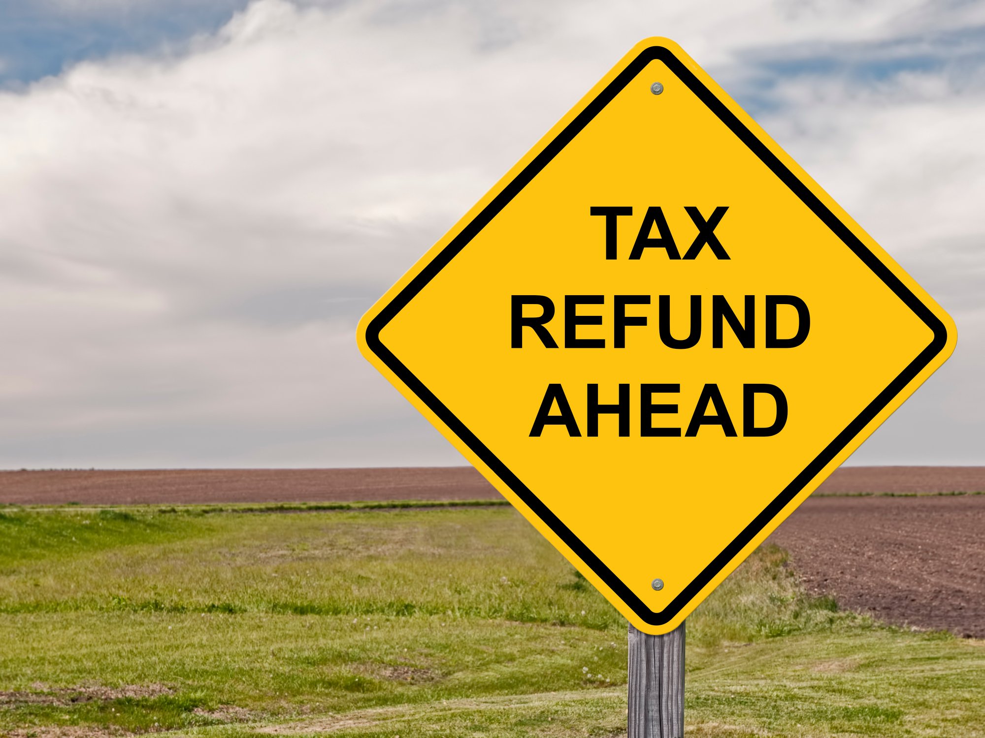 Tax Refund Ahead road sign