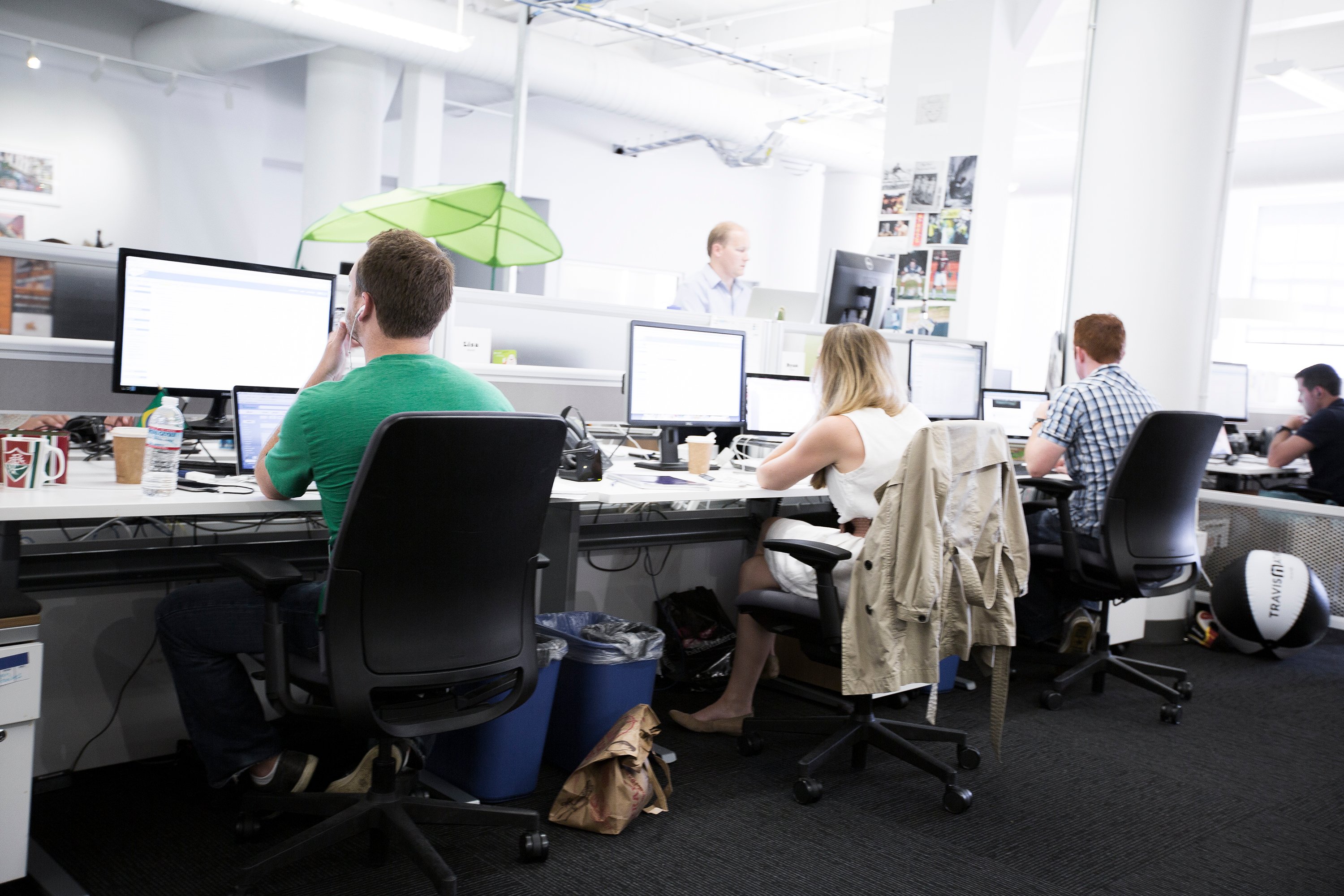 Zendesk employees working at their computers at the company's headquarters