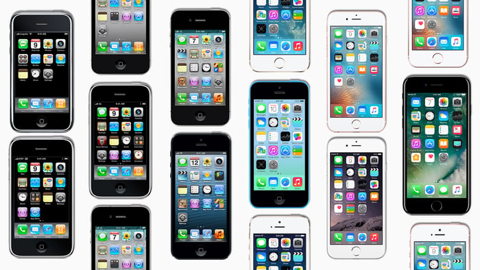 Apple's iPhones in a "mosaic" pattern.