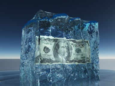 Getty Money in Ice Block