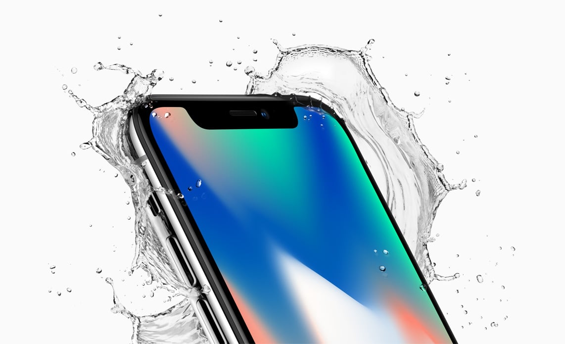 iPhone X splashing in water