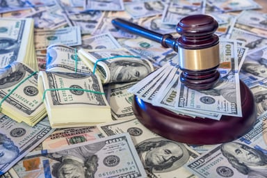 Gavel with money