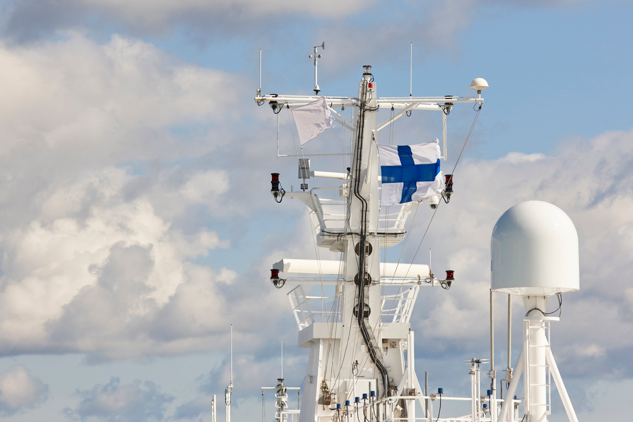 Finnish flag on a ship mast