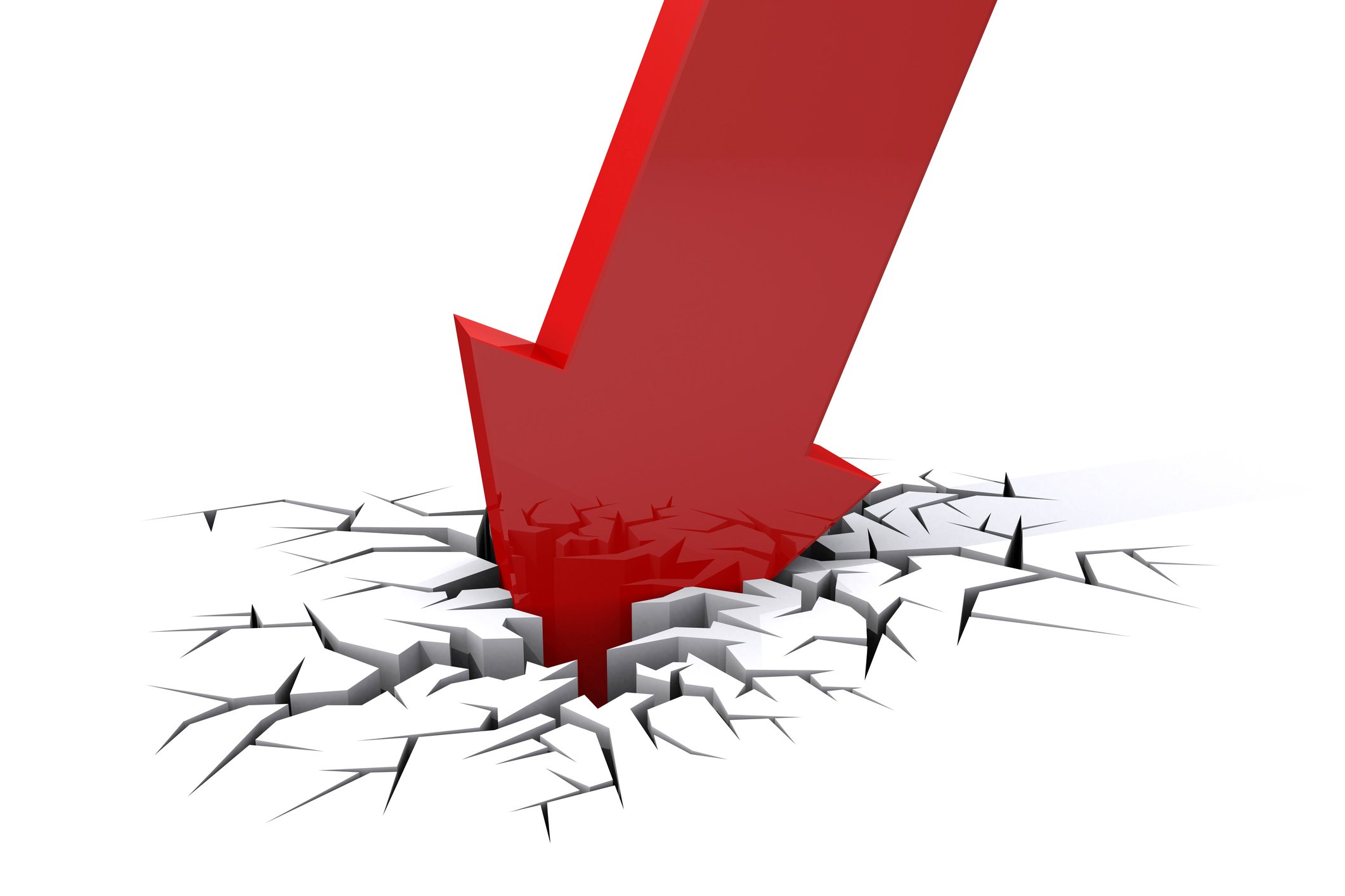 Red arrow breaking floor