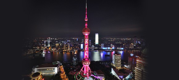 Pearl Tower in Shanghai last year celebrating KFCs 30th anniversary in China.