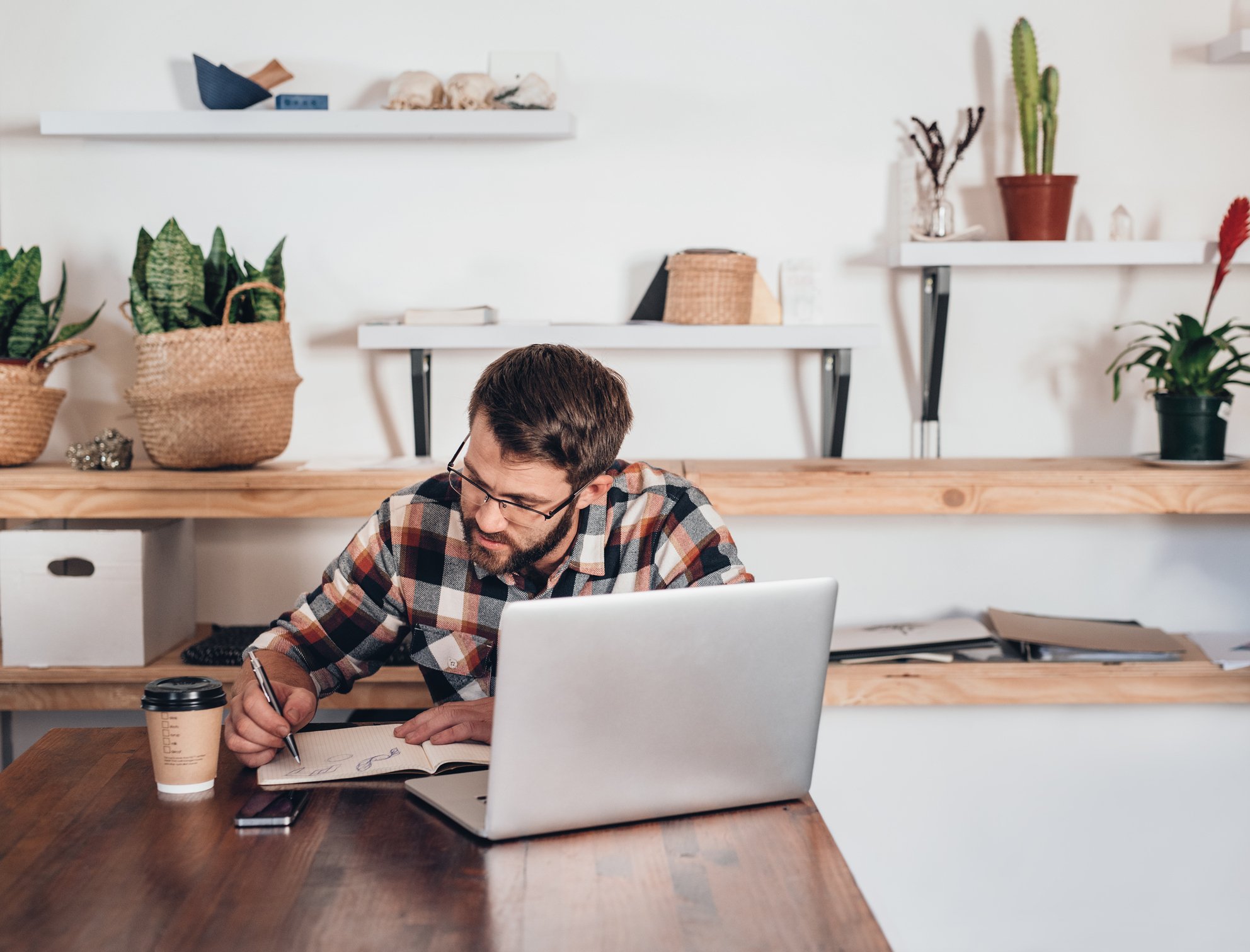 Man working at a table