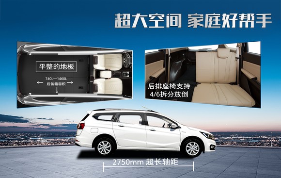 A marketing image for the Baojun 310 Wagon, with details in Chinese.