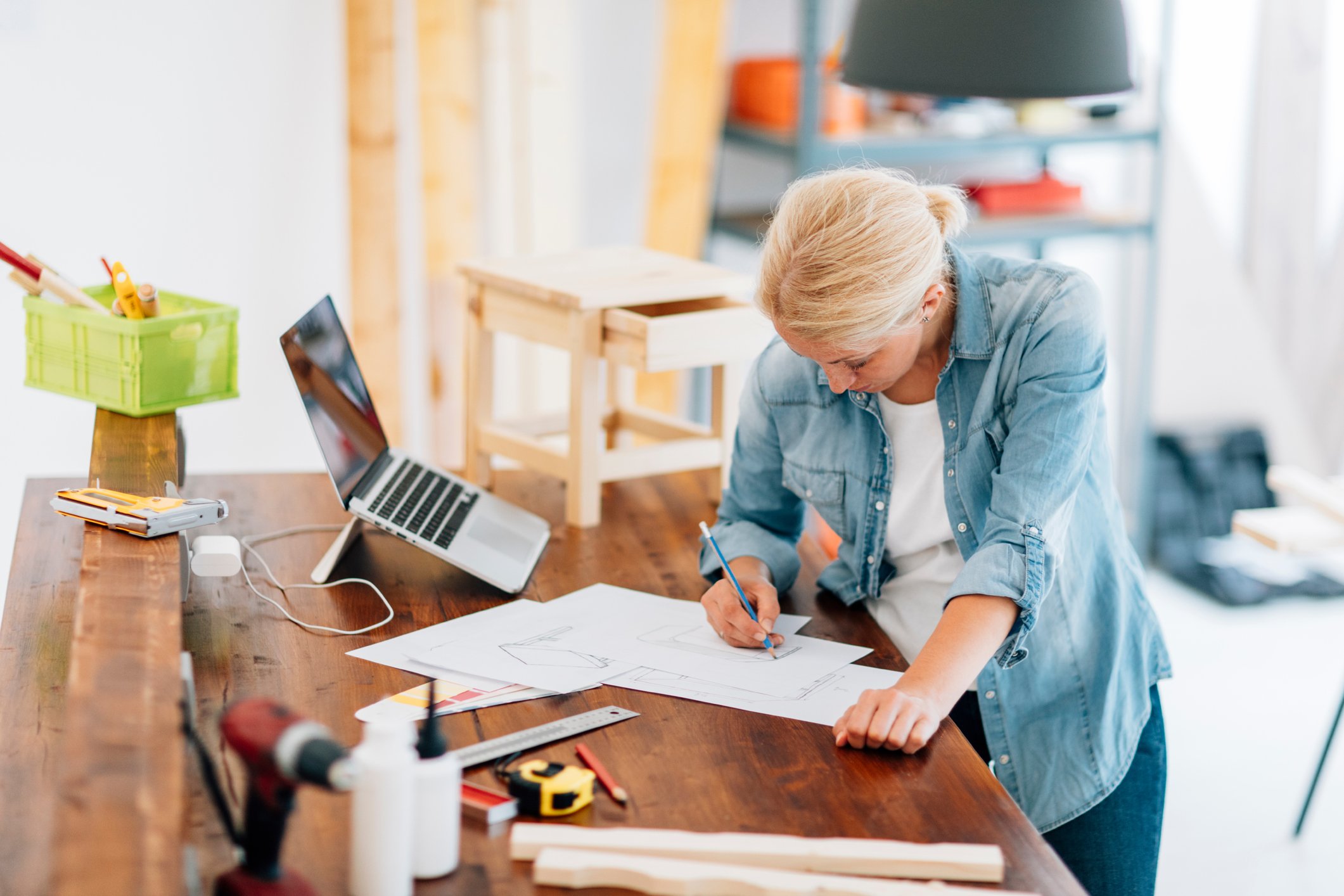 Woman working at a desk