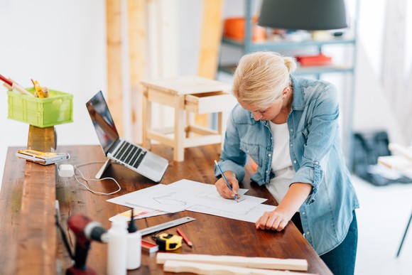 Woman working at a desk
