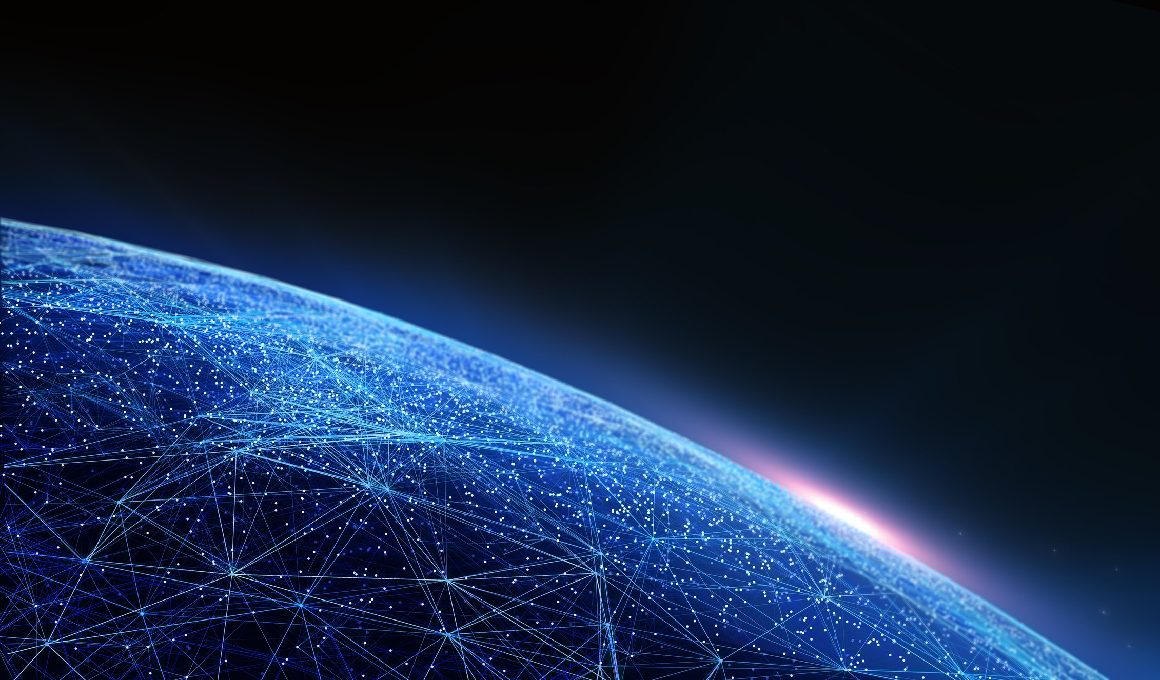 Artist's rendering of a globe with connected fibers running across the surface. 