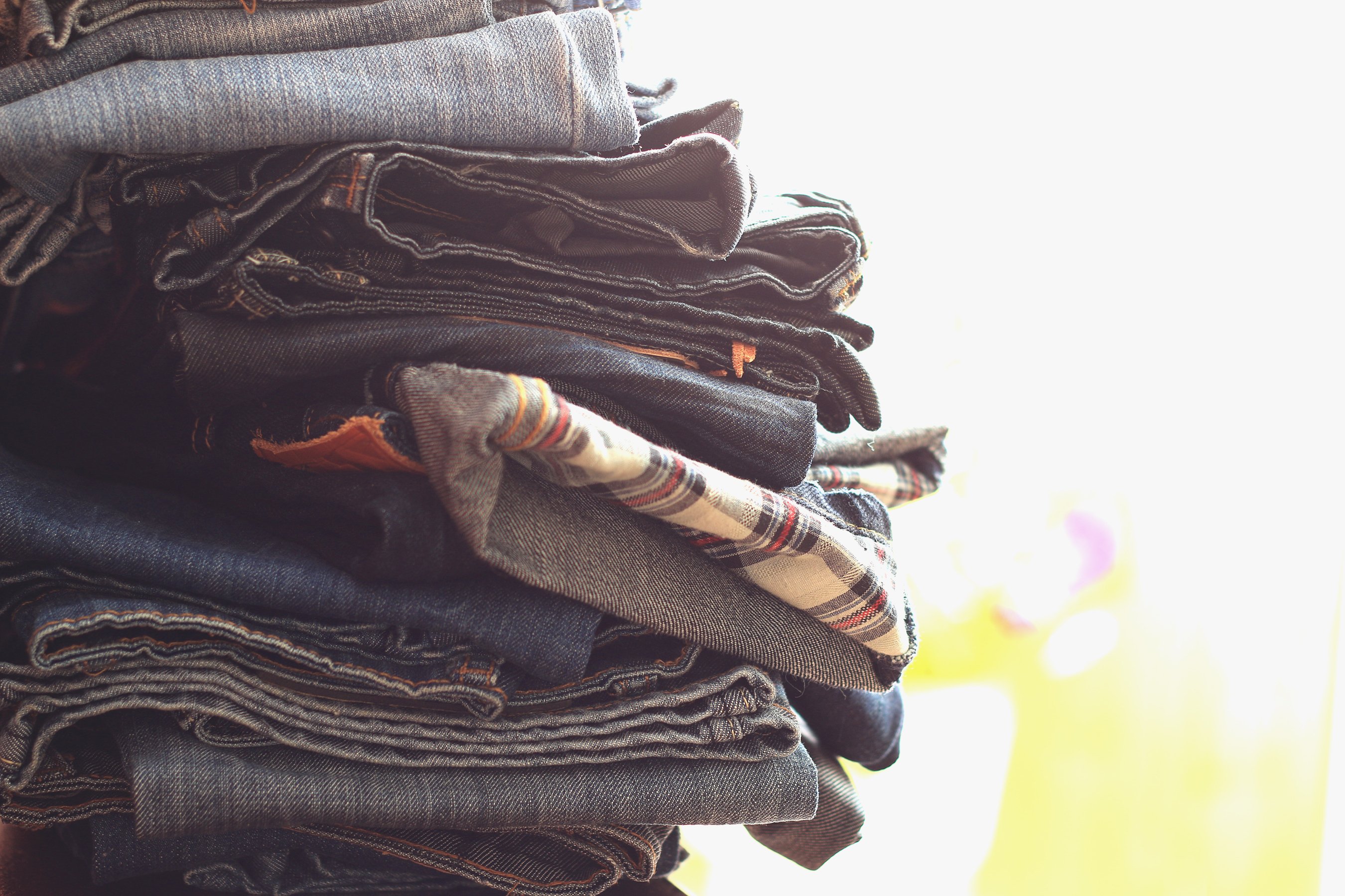 Pile of folded jeans
