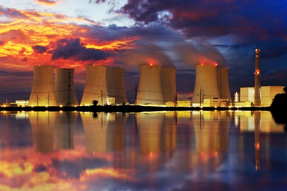 Cooling towers at a nuclear power plant.