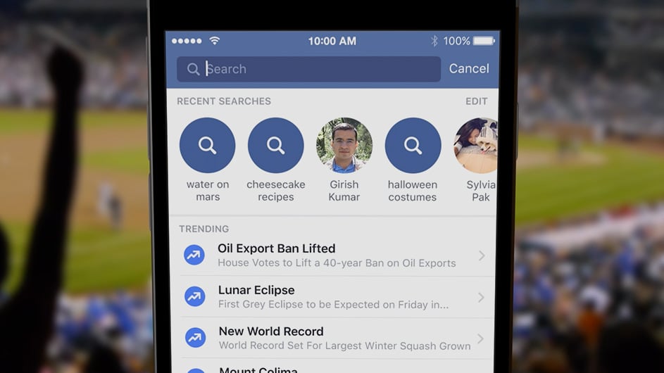 Facebook app on mobile phone
