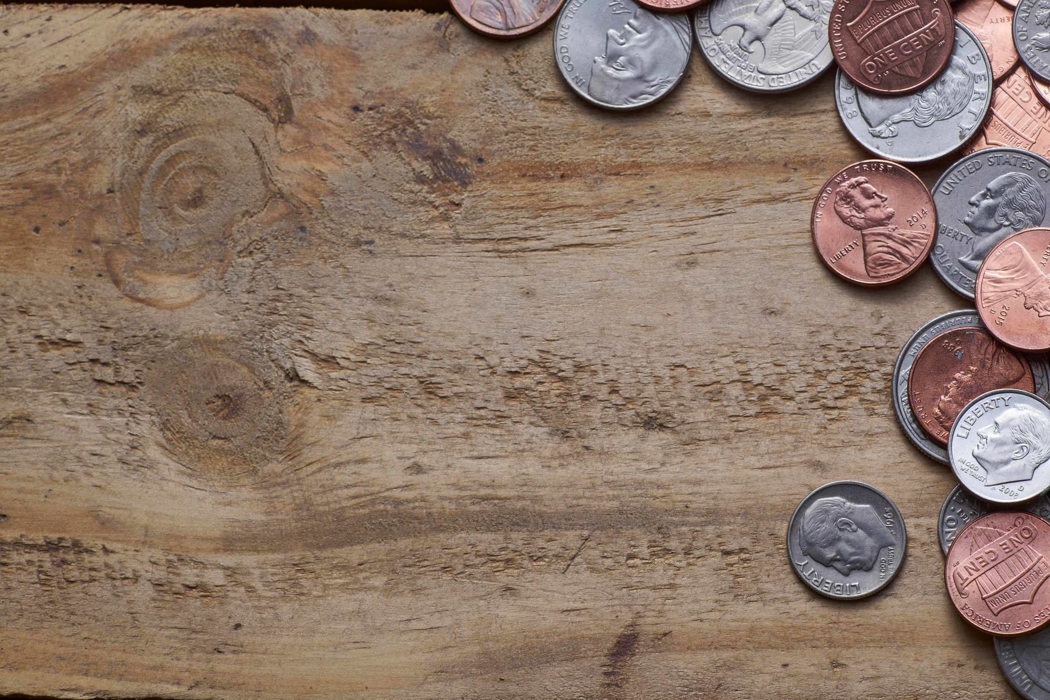 U.S. coins on a table.