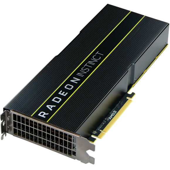 A Radeon Instinct graphics processing unit (GPU).
