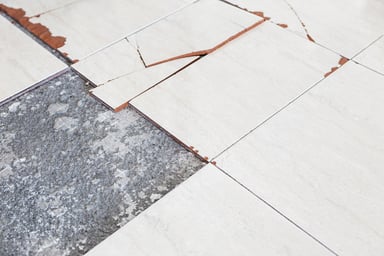 Floor tiles damaged