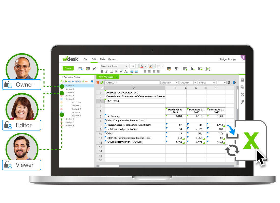 Workiva's Wdesk running on a laptop.