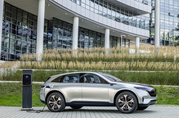The Mercedes-Benz Generation EQ Concept, a show-car version of an electric SUV that will enter production in 2020. 