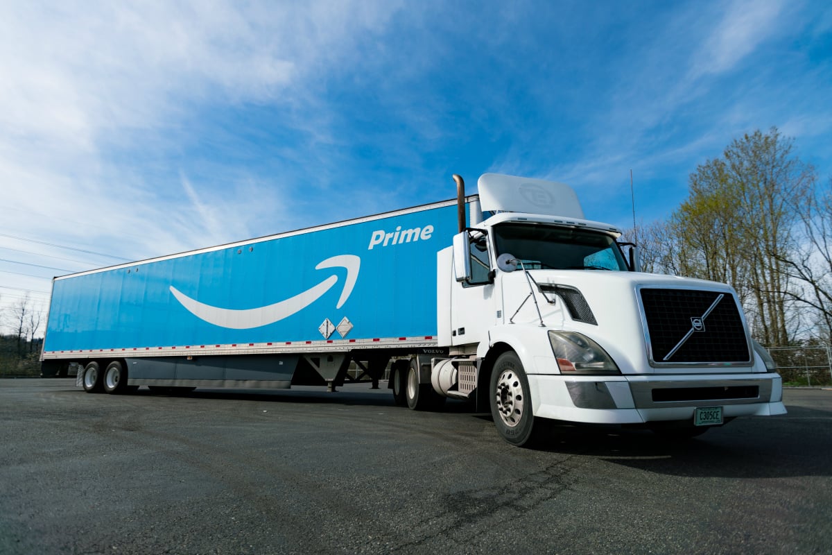 An Amazon tractor-trailer.