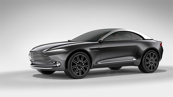 The Aston Martin DBX Concept, a gray SUV with a low, coupe-like roofline.