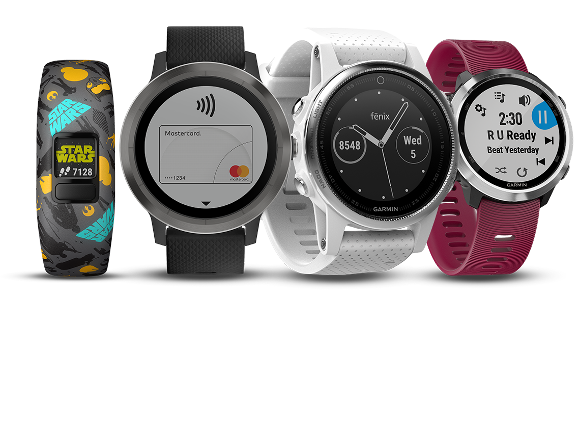 A selection of Garmin wearables