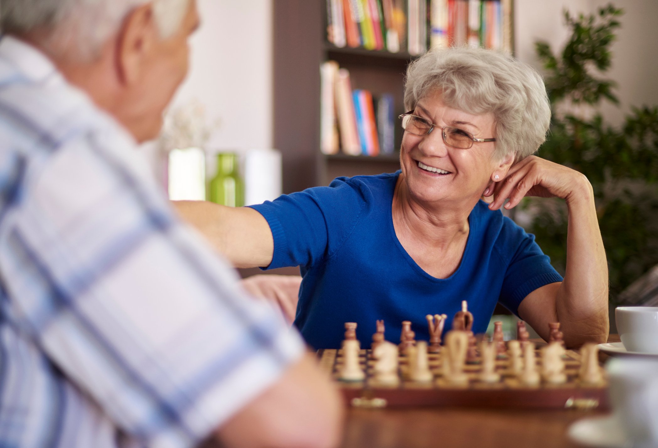 Senior couple playing chess