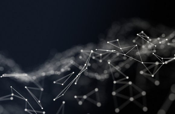 White lines connected to dots on a black background.