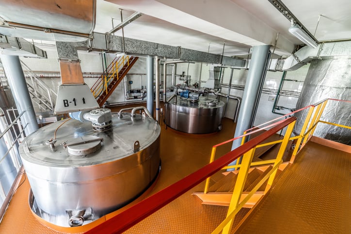 The inside of an industrial biotech facility.