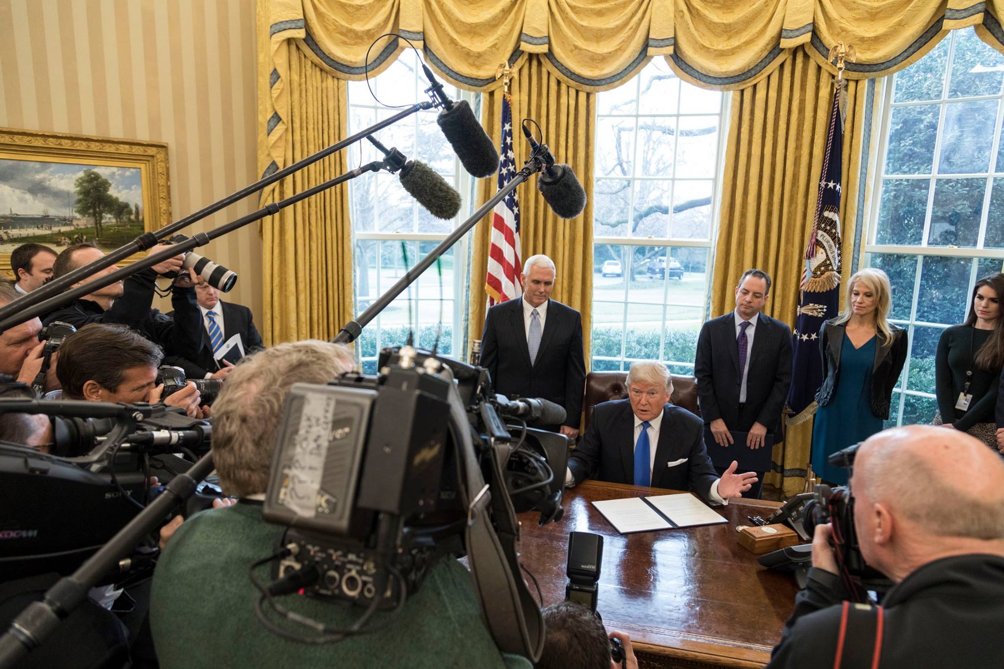 President Donald J. Trump signs Presidential Memorandum regarding the Keystone XL Pipeline.