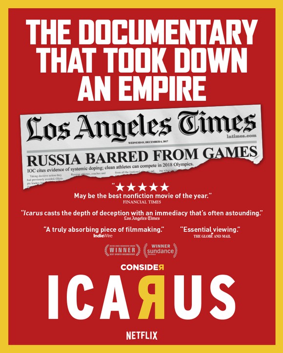 An ad poster for the Academy Award-winning "Icarus"