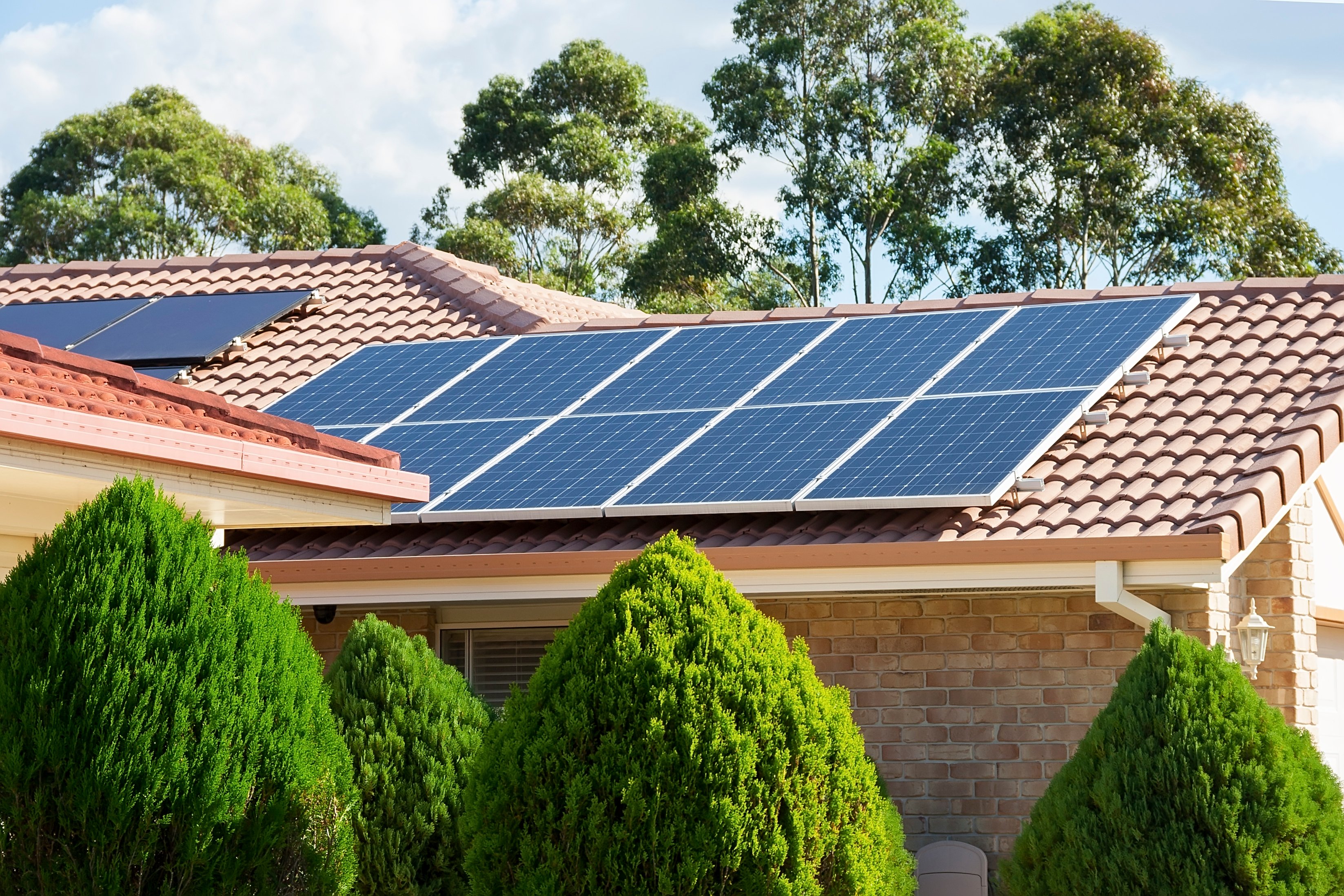 Home with solar panels on its roof
